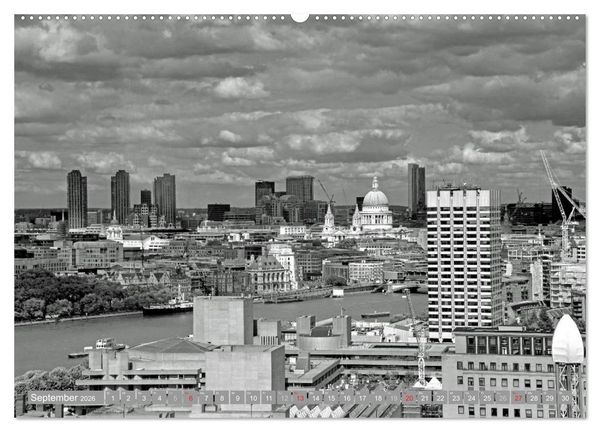 Produktbild: London in Schwarz-Wei&szlig; (hochwertiger Premium Wandkalender 2026 DIN A2 quer), Kunstdruck in Hochglanz