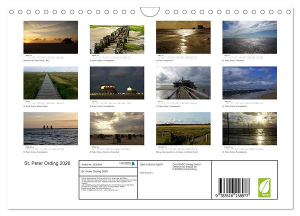 Produktbild: St. Peter Ording 2026 (Wandkalender 2026 DIN A4 quer), CALVENDO Monatskalender