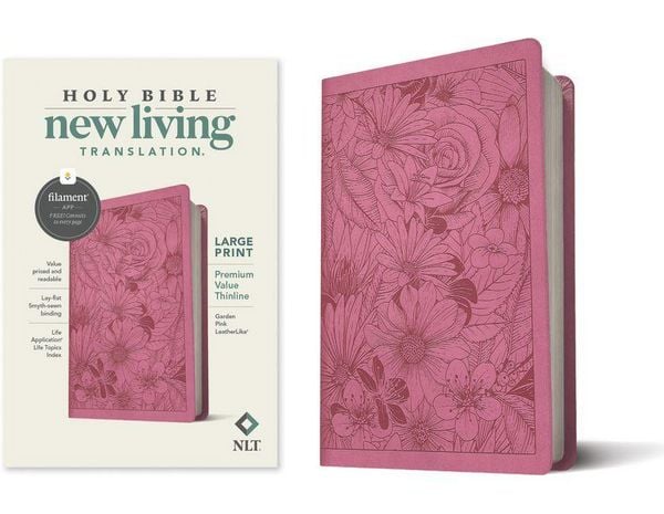 Produktbild: NLT Large Print Premium Value Thinline Bible, Filament Enabled (Leatherlike, Garden Pink)