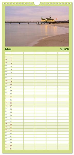 Produktbild: Familienplaner 2026 - Usedom - Deutscher Inseltraum mit 5 Spalten (Wandkalender, 21 x 45 cm) CALVENDO