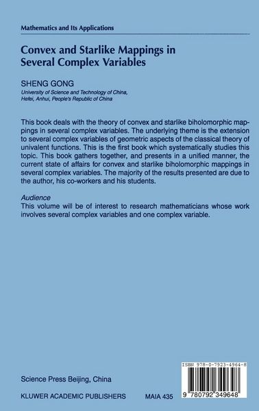 Produktbild: Convex and Starlike Mappings in Several Complex Variables