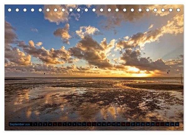 Produktbild: Sonnenunterg&auml;nge, an der Nordseek&uuml;ste vor Cuxhaven (Tischkalender 2026 DIN A5 quer), CALVENDO Monatskalender