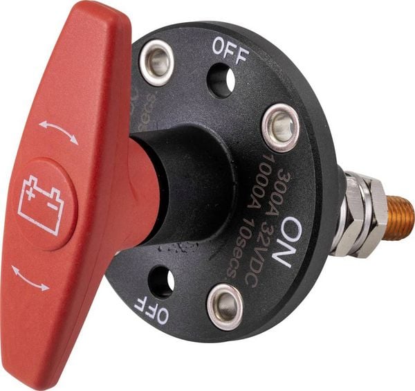 TRU COMPONENTS TC-9075596 Kfz-Batterieschalter 32 V/DC 300A 1 x Aus/Ein rastend IP67 1St.