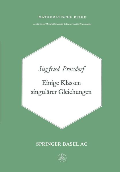 Produktbild: Einige Klassen Singul&auml;rer Gleichungen