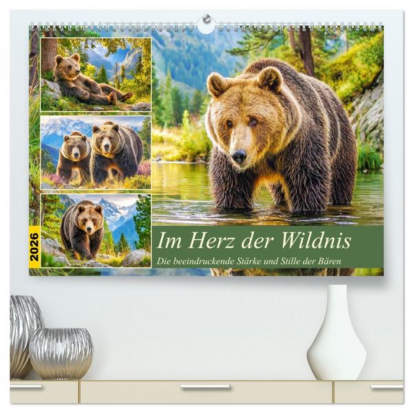 Produktbild: Im Herz der Wildnis. Die beeindruckende St&auml;rke und Stille der B&auml;ren (hochwertiger Premium Wandkalender 2026 DIN A2 quer), Kunstdruck in Hochglanz