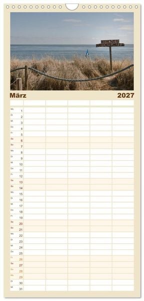 Produktbild: Familienplaner 2027 - Sylt-Momente mit 5 Spalten (Wandkalender, 21 x 45 cm) CALVENDO