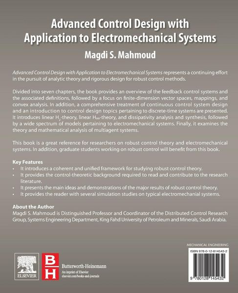 Produktbild: Advanced Control Design with Application to Electromechanical Systems