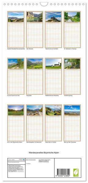 Produktbild: Familienplaner 2027 - Wanderparadies Bayerische Alpen mit 5 Spalten (Wandkalender, 21 x 45 cm) CALVENDO