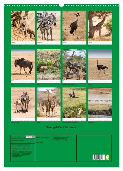 Produktbild: Serengeti Pur - Tansania (Wandkalender 2026 DIN A2 hoch), CALVENDO Monatskalender