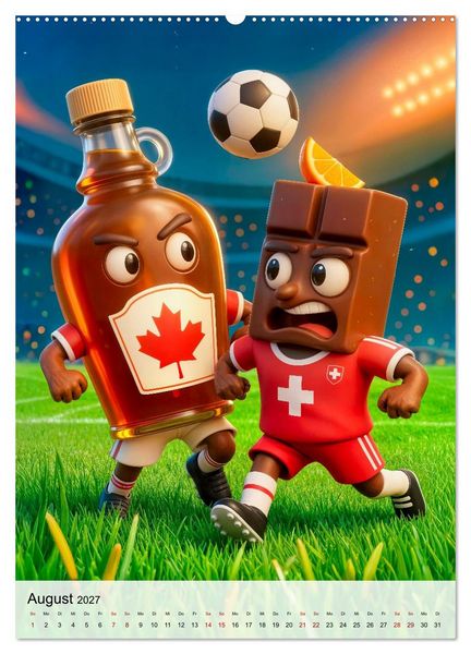 Produktbild: Food‑Fu&szlig;baller - Lustiger kulinarischer Fu&szlig;ballspa&szlig; (Wandkalender 2027 DIN A2 hoch), CALVENDO Monatskalender