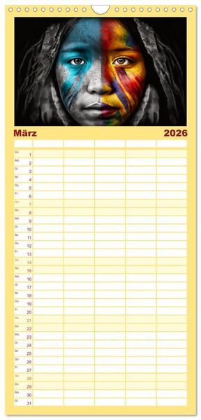 Produktbild: Familienplaner 2026 - Die Menschen sind bunt mit 5 Spalten (Wandkalender, 21 x 45 cm) CALVENDO