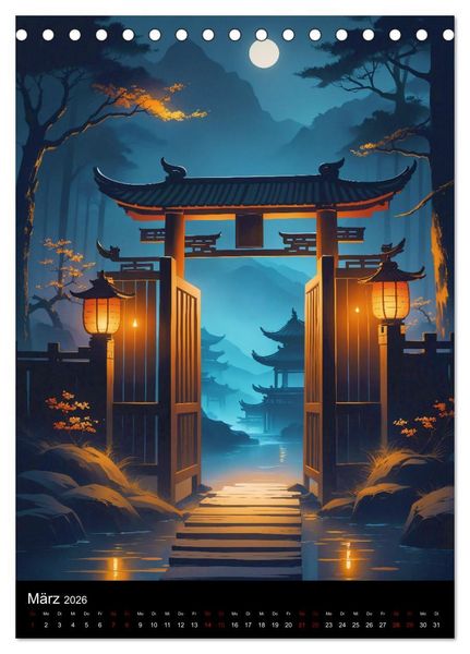 Produktbild: Asiatische Inspiration Fern&ouml;stlicher Art - Dunkle Werke (Tischkalender 2026 DIN A5 hoch), CALVENDO Monatskalender