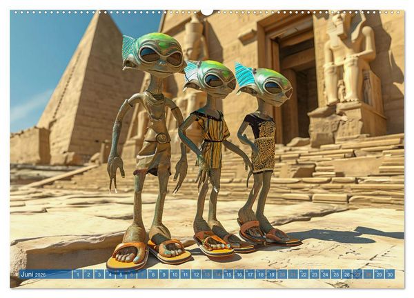 Produktbild: Aliens auf Erden - Kosmische Touristen auf Expedition (hochwertiger Premium Wandkalender 2026 DIN A2 quer), Kunstdruck in Hochglanz