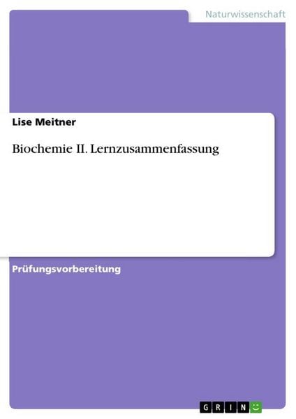 Produktbild: Biochemie II. Lernzusammenfassung