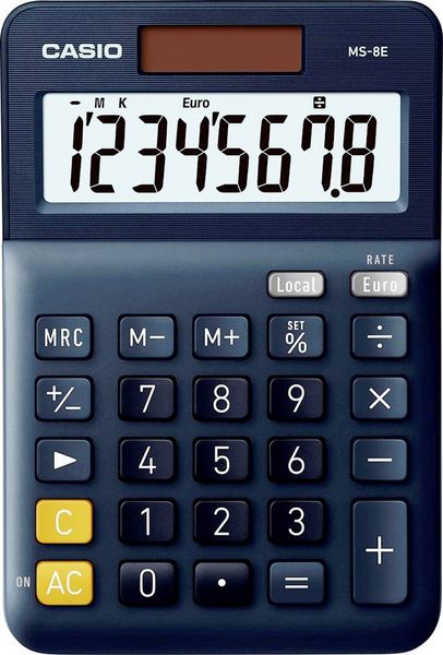 Produktbild: Casio MS-8E Tischrechner Dunkelblau Display (Stellen): 8 solarbetrieben (L x B) 101 mm x 149 mm