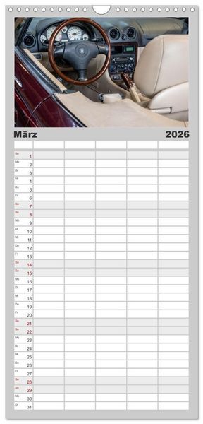 Produktbild: Familienplaner 2026 - Einsteigen, bitte! - Innenansichten automobiler Ikonen mit 5 Spalten (Wandkalender, 21 x 45 cm) CALVENDO