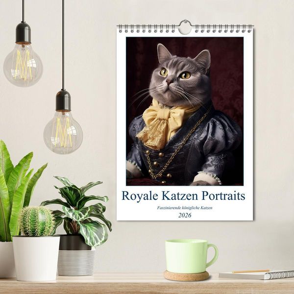 Produktbild: Royale Katzen Portraits (Wandkalender 2026 DIN A4 hoch), CALVENDO Monatskalender