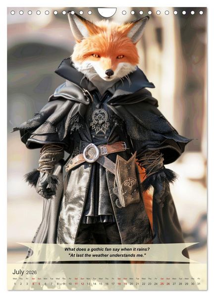 Produktbild: Funny animals in gothic style (Wall Calendar 2026 DIN A4 portrait), CALVENDO 12 Month Wall Calendar