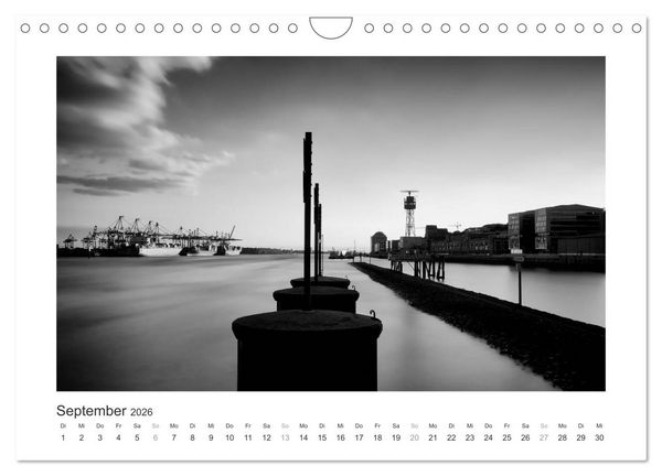 Produktbild: Hamburg in schwarz-weiss (Wandkalender 2026 DIN A4 quer), CALVENDO Monatskalender
