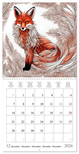 Produktbild: Animal fractals (Wall Calendar 2026 12 &times; 12 Inch) CALVENDO 12 Month Wall Calendar