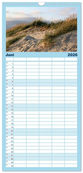 Produktbild: Familienplaner 2026 - Nordsee - Lichtstimmungen an der K&uuml;ste mit 5 Spalten (Wandkalender, 21 x 45 cm) CALVENDO