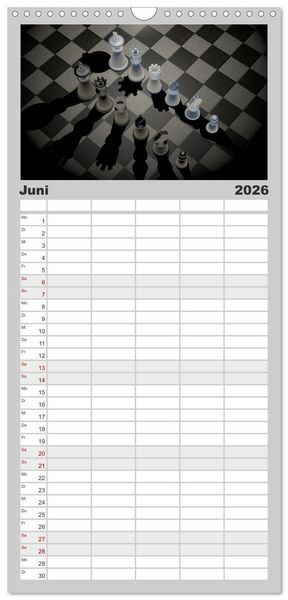 Produktbild: Familienplaner 2026 - SCHACH - Spiel der K&ouml;nige mit 5 Spalten (Wandkalender, 21 x 45 cm) CALVENDO