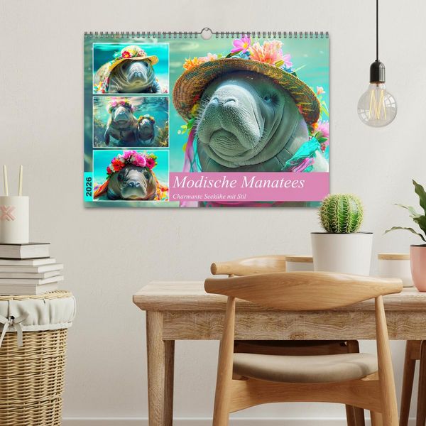 Produktbild: Modische Manatees. Charmante Seek&uuml;he mit Stil (Wandkalender 2026 DIN A3 quer), CALVENDO Monatskalender