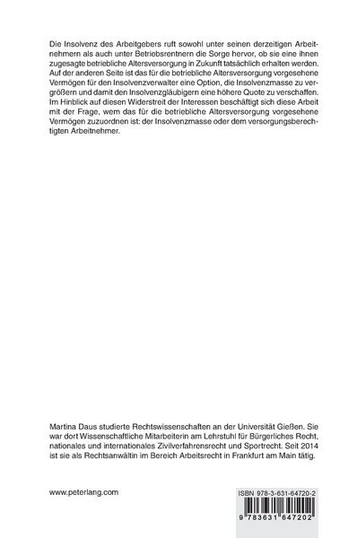 Produktbild: Die insolvenzrechtliche Einordnung der betrieblichen Altersversorgung in der Insolvenz des Arbeitgebers