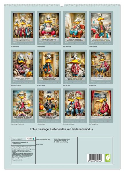 Produktbild: Echte Fieslinge. Gefiederklan im &Uuml;berlebensmodus (hochwertiger Premium Wandkalender 2026 DIN A2 hoch), Kunstdruck in Hochglanz