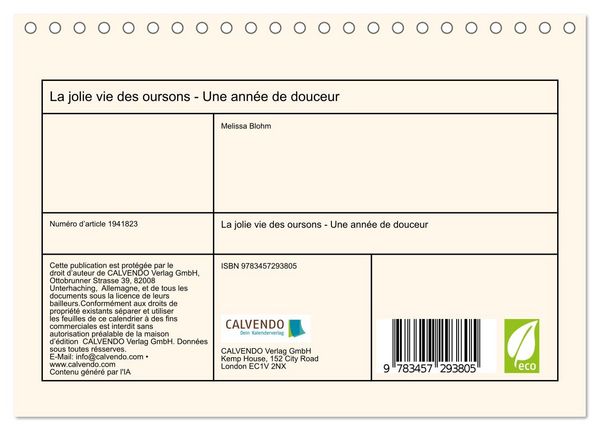 Produktbild: La jolie vie des oursons - Une ann&eacute;e de douceur (Calendrier de bureau 2026 DIN A5 vertical), CALVENDO calendrier mensuel