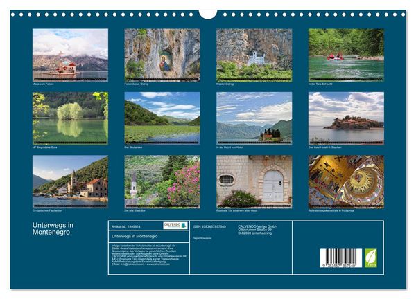 Produktbild: Unterwegs in Montenegro (Wandkalender 2026 DIN A3 quer), CALVENDO Monatskalender