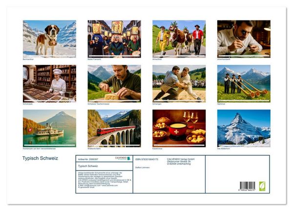 Produktbild: Typisch Schweiz (Wandkalender 2026 DIN A2 quer), CALVENDO Monatskalender