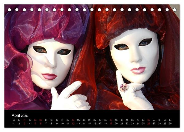 Produktbild: Maskenzauber in Venedig 2026 (Tischkalender 2026 DIN A5 quer), CALVENDO Monatskalender
