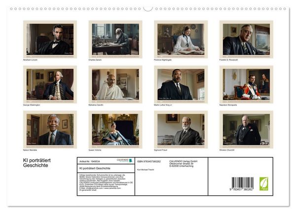 Produktbild: KI portr&auml;tiert Geschichte (hochwertiger Premium Wandkalender 2026 DIN A2 quer), Kunstdruck in Hochglanz