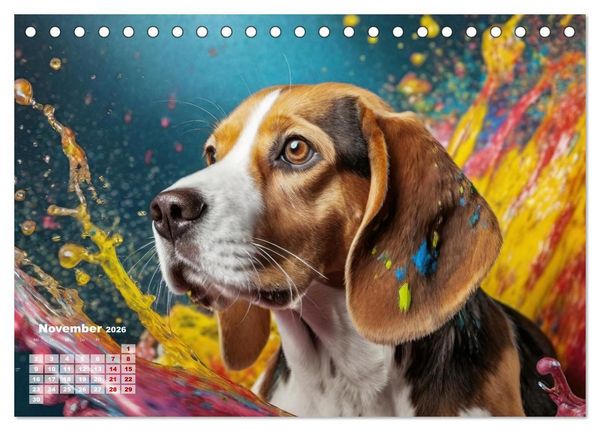 Produktbild: Splash - Hunde im Farbrausch (Tischkalender 2026 DIN A5 quer), CALVENDO Monatskalender