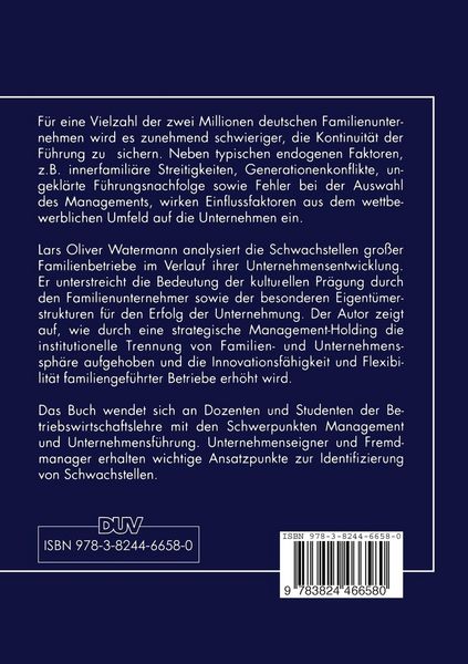 Produktbild: Die Management-Holding f&uuml;r gro&szlig;e Familienunternehmen