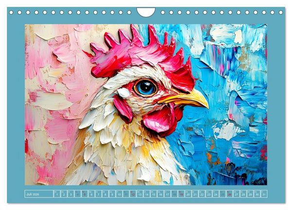 Produktbild: Federleichte Sch&ouml;nheiten. Duftige H&uuml;hner-Paintings (Wandkalender 2026 DIN A4 quer), CALVENDO Monatskalender