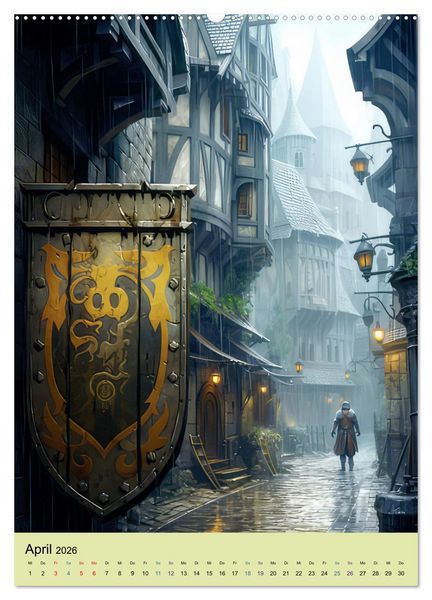 Produktbild: Drachenkampf und Ritterehre (hochwertiger Premium Wandkalender 2026 DIN A2 hoch), Kunstdruck in Hochglanz