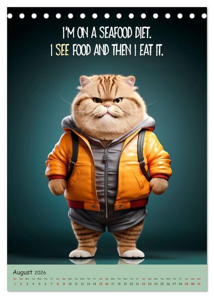 Produktbild: LUNATIC CATS Enjoy hilarious and wacky sayings (Desk Calendar 2026 DIN A5 portrait), CALVENDO 12 Month DeskCalendar