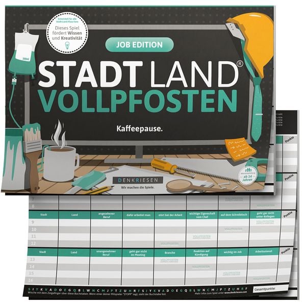 Denkriesen - Stadt Land Vollpfosten® - Job Edition 'kaffeepause.' - A4