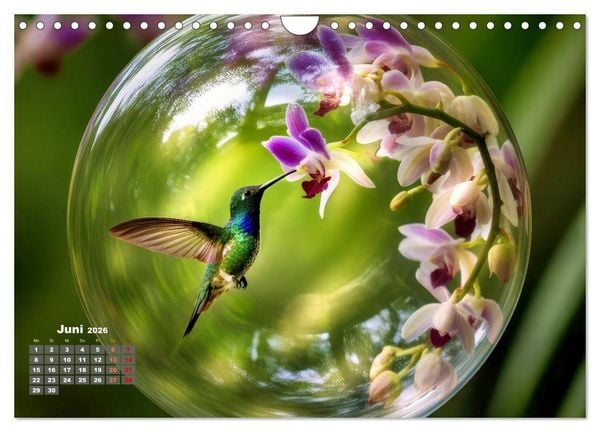 Produktbild: Kolibri in der Glaskugel (Wandkalender 2026 DIN A4 quer), CALVENDO Monatskalender