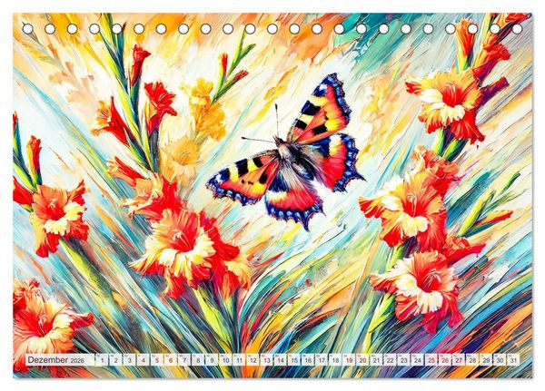 Produktbild: Schmetterlinge und ihre Blumenfreunde in lebhaften Farben (Tischkalender 2026 DIN A5 quer), CALVENDO Monatskalender