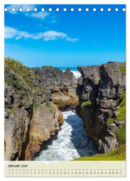 Produktbild: Neuseeland und die Cook Islands - Inseltr&auml;ume und Bergwelten (Tischkalender 2026 DIN A5 hoch), CALVENDO Monatskalender