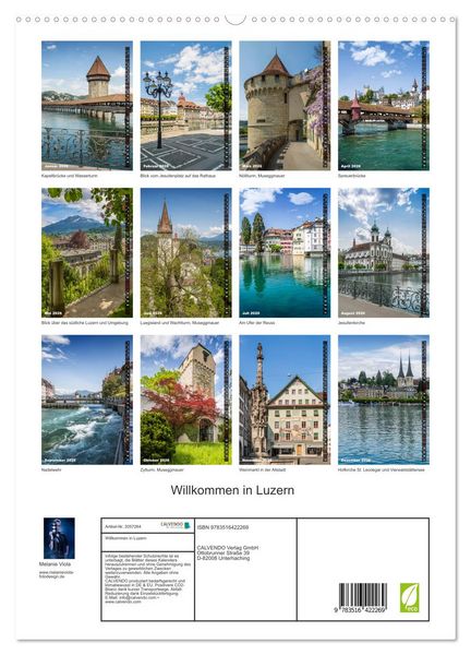 Produktbild: Willkommen in Luzern (hochwertiger Premium Wandkalender 2026 DIN A2 hoch), Kunstdruck in Hochglanz