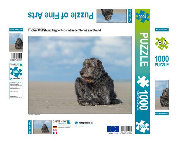 CALVENDO Puzzle Irischer Wolfshund liegt entspannt in der Sonne am Strand 1000 Teile Lege-Größe 640 x 480 cm Foto-Puzzle Bild von Annett Mirsberger