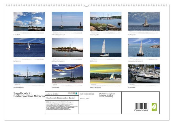 Produktbild: Segelboote in S&uuml;dschwedens Sch&auml;ren (hochwertiger Premium Wandkalender 2026 DIN A2 quer), Kunstdruck in Hochglanz