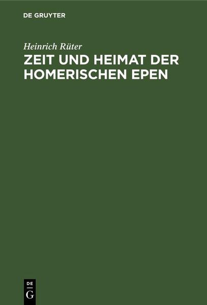 Produktbild: Zeit und Heimat der Homerischen Epen