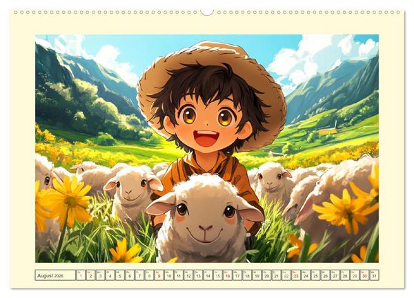 Produktbild: Kleine Farmer. Niedliche Jungs mit ihren tierischen Freunden (Wandkalender 2026 DIN A2 quer), CALVENDO Monatskalender