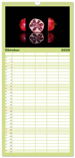 Produktbild: Familienplaner 2026 - Fr&uuml;chte dreigeteilt mit 5 Spalten (Wandkalender, 21 x 45 cm) CALVENDO