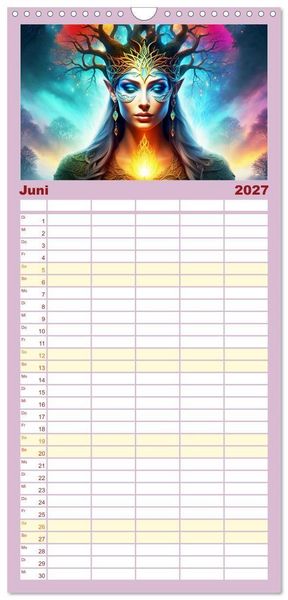 Produktbild: Familienplaner 2027 - Elfen Zauberhafte Fantasiewesen mit 5 Spalten (Wandkalender, 21 x 45 cm) CALVENDO